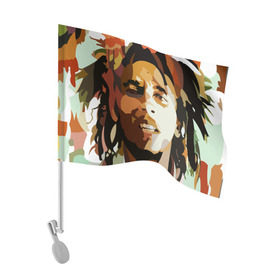 Флаг для автомобиля с принтом Боб Марли в Новосибирске, 100% полиэстер | Размер: 30*21 см | bob marley | composer | guitarist | jamaica | jamaican musician | reggae | singer | музыкант | регги