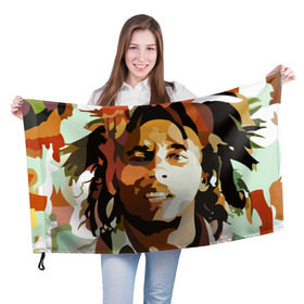 Флаг 3D с принтом Боб Марли в Новосибирске, 100% полиэстер | плотность ткани — 95 г/м2, размер — 67 х 109 см. Принт наносится с одной стороны | bob marley | composer | guitarist | jamaica | jamaican musician | reggae | singer | музыкант | регги