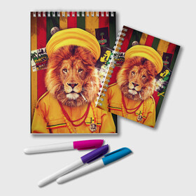 Блокнот с принтом Ямайка лев в Новосибирске, 100% бумага | 48 листов, плотность листов — 60 г/м2, плотность картонной обложки — 250 г/м2. Листы скреплены удобной пружинной спиралью. Цвет линий — светло-серый
 | Тематика изображения на принте: jamaica | lion