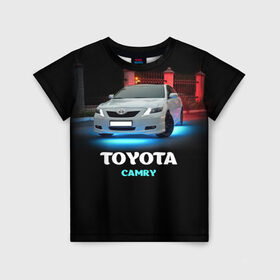 Детская футболка 3D с принтом Toyota Camry в Новосибирске, 100% гипоаллергенный полиэфир | прямой крой, круглый вырез горловины, длина до линии бедер, чуть спущенное плечо, ткань немного тянется | camry | toyota | авто. автомобиль | камри | машина | тачка | тойота