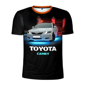 Мужская футболка 3D спортивная с принтом Toyota Camry в Новосибирске, 100% полиэстер с улучшенными характеристиками | приталенный силуэт, круглая горловина, широкие плечи, сужается к линии бедра | Тематика изображения на принте: camry | toyota | авто. автомобиль | камри | машина | тачка | тойота