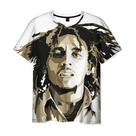 Мужская футболка 3D с принтом Ямайка, Боб Марли в Новосибирске, 100% полиэфир | прямой крой, круглый вырез горловины, длина до линии бедер | Тематика изображения на принте: bob marley | reggae