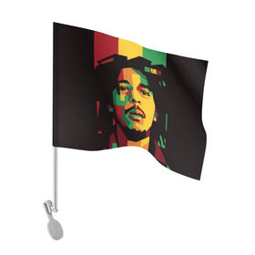 Флаг для автомобиля с принтом Ямайка, Боб Марли в Новосибирске, 100% полиэстер | Размер: 30*21 см | bob marley | reggae | регги