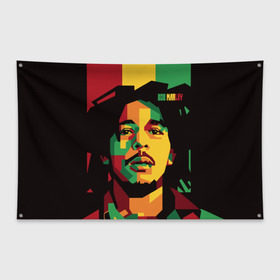 Флаг-баннер с принтом Ямайка Боб Марли в Новосибирске, 100% полиэстер | размер 67 х 109 см, плотность ткани — 95 г/м2; по краям флага есть четыре люверса для крепления | bob marley | reggae | регги