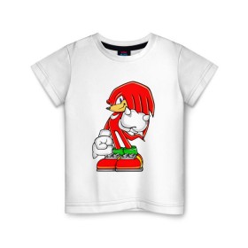 Детская футболка хлопок с принтом Ехидна Наклз в Новосибирске, 100% хлопок | круглый вырез горловины, полуприлегающий силуэт, длина до линии бедер | sonic boom | барсучиха стикс | ёж соник | ехидна наклз | майлз «тейлз» прауэр | соник бум | эми роуз