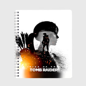 Тетрадь с принтом Rise of the Tomb Raider 1 в Новосибирске, 100% бумага | 48 листов, плотность листов — 60 г/м2, плотность картонной обложки — 250 г/м2. Листы скреплены сбоку удобной пружинной спиралью. Уголки страниц и обложки скругленные. Цвет линий — светло-серый
 | Тематика изображения на принте: rise of the tomb raider | tomb raider | восхождение расхитительницы гробниц | расхитительница гробниц