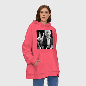 Худи SuperOversize хлопок с принтом Make love not war в Новосибирске, 70% хлопок, 30% полиэстер, мягкий начес внутри | карман-кенгуру, эластичная резинка на манжетах и по нижней кромке, двухслойный капюшон
 | 