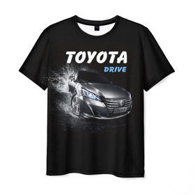 Мужская футболка 3D с принтом Toyota Drive в Новосибирске, 100% полиэфир | прямой крой, круглый вырез горловины, длина до линии бедер | crown | toyota | авто | автомобиль | краун | машина | тачка | тойота