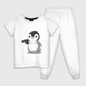 Детская пижама хлопок с принтом пингвин в Новосибирске, 100% хлопок |  брюки и футболка прямого кроя, без карманов, на брюках мягкая резинка на поясе и по низу штанин
 | gun | penguin | shotgun | tmblr | tumbler | пингвин | пистолет