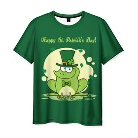 Мужская футболка 3D с принтом Ирландия в Новосибирске, 100% полиэфир | прямой крой, круглый вырез горловины, длина до линии бедер | clover | frog | green | happy st. patricks day | ireland | irish | moon | день святого патрика | зелёная | ирландец | ирландия | клевер | луна | лягушка | счастливый | шляпа