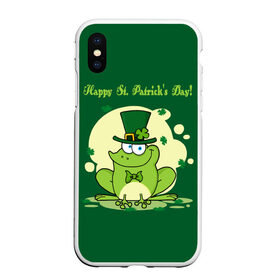 Чехол для iPhone XS Max матовый с принтом Ирландия в Новосибирске, Силикон | Область печати: задняя сторона чехла, без боковых панелей | clover | frog | green | happy st. patricks day | ireland | irish | moon | день святого патрика | зелёная | ирландец | ирландия | клевер | луна | лягушка | счастливый | шляпа