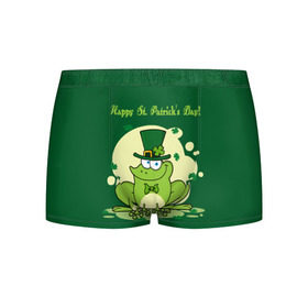 Мужские трусы 3D с принтом Ирландия в Новосибирске, 50% хлопок, 50% полиэстер | классическая посадка, на поясе мягкая тканевая резинка | clover | frog | green | happy st. patricks day | ireland | irish | moon | день святого патрика | зелёная | ирландец | ирландия | клевер | луна | лягушка | счастливый | шляпа