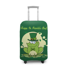 Чехол для чемодана 3D с принтом Ирландия в Новосибирске, 86% полиэфир, 14% спандекс | двустороннее нанесение принта, прорези для ручек и колес | clover | frog | green | happy st. patricks day | ireland | irish | moon | день святого патрика | зелёная | ирландец | ирландия | клевер | луна | лягушка | счастливый | шляпа