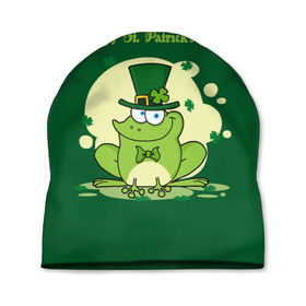 Шапка 3D с принтом Ирландия в Новосибирске, 100% полиэстер | универсальный размер, печать по всей поверхности изделия | clover | frog | green | happy st. patricks day | ireland | irish | moon | день святого патрика | зелёная | ирландец | ирландия | клевер | луна | лягушка | счастливый | шляпа