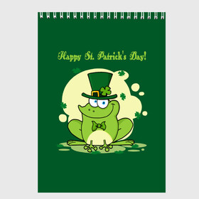 Скетчбук с принтом Ирландия в Новосибирске, 100% бумага
 | 48 листов, плотность листов — 100 г/м2, плотность картонной обложки — 250 г/м2. Листы скреплены сверху удобной пружинной спиралью | Тематика изображения на принте: clover | frog | green | happy st. patricks day | ireland | irish | moon | день святого патрика | зелёная | ирландец | ирландия | клевер | луна | лягушка | счастливый | шляпа