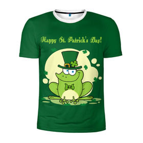 Мужская футболка 3D спортивная с принтом Ирландия в Новосибирске, 100% полиэстер с улучшенными характеристиками | приталенный силуэт, круглая горловина, широкие плечи, сужается к линии бедра | clover | frog | green | happy st. patricks day | ireland | irish | moon | день святого патрика | зелёная | ирландец | ирландия | клевер | луна | лягушка | счастливый | шляпа