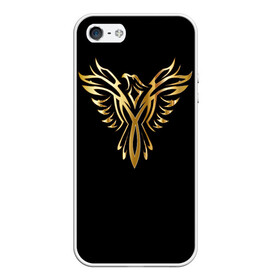 Чехол для iPhone 5/5S матовый с принтом Gold Phoenix в Новосибирске, Силикон | Область печати: задняя сторона чехла, без боковых панелей | злато | золото | клюв | крылья | металл | орёл | птица | феникс