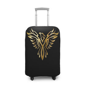 Чехол для чемодана 3D с принтом Gold Phoenix в Новосибирске, 86% полиэфир, 14% спандекс | двустороннее нанесение принта, прорези для ручек и колес | Тематика изображения на принте: злато | золото | клюв | крылья | металл | орёл | птица | феникс