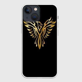 Чехол для iPhone 13 mini с принтом Gold Phoenix в Новосибирске,  |  | злато | золото | клюв | крылья | металл | орёл | птица | феникс