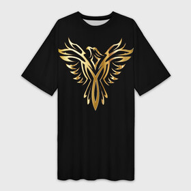 Платье-футболка 3D с принтом Gold Phoenix в Новосибирске,  |  | Тематика изображения на принте: злато | золото | клюв | крылья | металл | орёл | птица | феникс