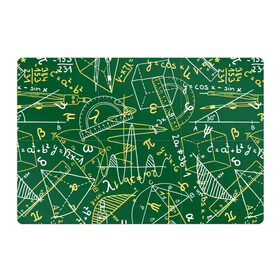 Магнитный плакат 3Х2 с принтом Геометрия в Новосибирске, Полимерный материал с магнитным слоем | 6 деталей размером 9*9 см | background | board | charts | cube | geometry theorems | green | numbers | protractor | school | symbols | геометрия | доска | зеленый | знаки | куб | схемы | теоремы | транспортир | фон | циркуль | цифры | школьная