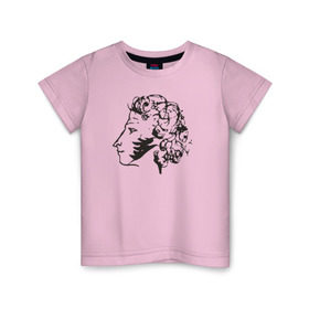 Детская футболка хлопок с принтом Пушкин в Новосибирске, 100% хлопок | круглый вырез горловины, полуприлегающий силуэт, длина до линии бедер | автопортрет | литература | поэт | пушкин | сказка | словесность | стихи