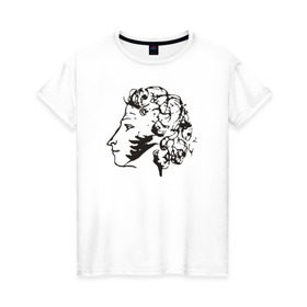 Женская футболка хлопок с принтом Пушкин в Новосибирске, 100% хлопок | прямой крой, круглый вырез горловины, длина до линии бедер, слегка спущенное плечо | автопортрет | литература | поэт | пушкин | сказка | словесность | стихи