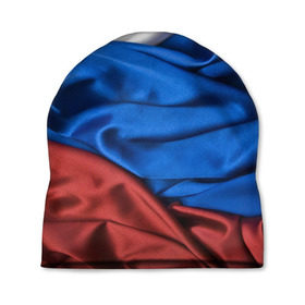 Шапка 3D с принтом Триколор в Новосибирске, 100% полиэстер | универсальный размер, печать по всей поверхности изделия | белый | красный | синий | складки | текстура | ткань