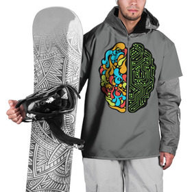 Накидка на куртку 3D с принтом Мужское и женское в Новосибирске, 100% полиэстер |  | iq | интеллект | искусство | логика | мозг | плата | полушарие | творчество | ум