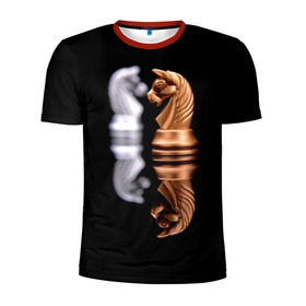 Мужская футболка 3D спортивная с принтом Ход конём в Новосибирске, 100% полиэстер с улучшенными характеристиками | приталенный силуэт, круглая горловина, широкие плечи, сужается к линии бедра | 64 | chess | игра | конь | спорт | фигура | шахматы