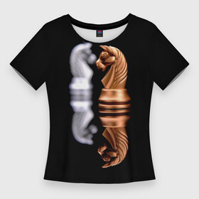Женская футболка 3D Slim с принтом Ход конём в Новосибирске,  |  | 64 | chess | игра | конь | спорт | фигура | шахматы