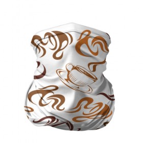 Бандана-труба 3D с принтом Кофейник в Новосибирске, 100% полиэстер, ткань с особыми свойствами — Activecool | плотность 150‒180 г/м2; хорошо тянется, но сохраняет форму | Тематика изображения на принте: chocolate | coffee | sweet | бобы | зерна | кофе | напиток | пенка | сладкое | чашки | шоколад