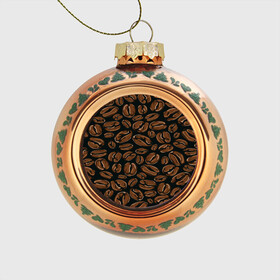 Стеклянный ёлочный шар с принтом Арабика в Новосибирске, Стекло | Диаметр: 80 мм | Тематика изображения на принте: beens | coffee | pattern | бобы | зерна | кофе | паттерн