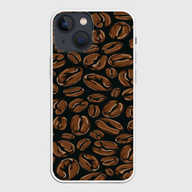 Чехол для iPhone 13 mini с принтом Арабика в Новосибирске,  |  | beens | coffee | pattern | бобы | зерна | кофе | паттерн