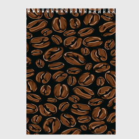 Скетчбук с принтом Арабика в Новосибирске, 100% бумага
 | 48 листов, плотность листов — 100 г/м2, плотность картонной обложки — 250 г/м2. Листы скреплены сверху удобной пружинной спиралью | beens | coffee | pattern | бобы | зерна | кофе | паттерн