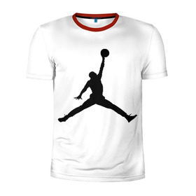Мужская футболка 3D спортивная с принтом Michael Jordan в Новосибирске, 100% полиэстер с улучшенными характеристиками | приталенный силуэт, круглая горловина, широкие плечи, сужается к линии бедра | Тематика изображения на принте: логотип майкл джордан