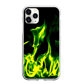 Чехол для iPhone 11 Pro матовый с принтом Зелёный огонь в Новосибирске, Силикон |  | Тематика изображения на принте: пламя | черный | яркий