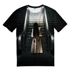 Мужская футболка 3D с принтом Девочка в Новосибирске, 100% полиэфир | прямой крой, круглый вырез горловины, длина до линии бедер | звонок | лестница | призрак | садако