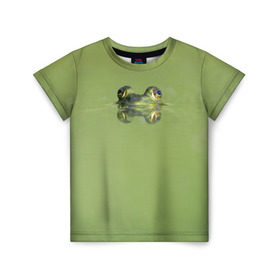 Детская футболка 3D с принтом Лягушка в Новосибирске, 100% гипоаллергенный полиэфир | прямой крой, круглый вырез горловины, длина до линии бедер, чуть спущенное плечо, ткань немного тянется | болото | жаба | животные | лягушка