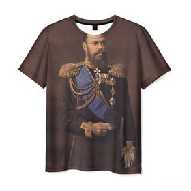 Мужская футболка 3D с принтом Александр III Миротворец в Новосибирске, 100% полиэфир | прямой крой, круглый вырез горловины, длина до линии бедер | Тематика изображения на принте: имерский царь