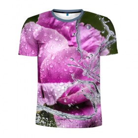 Мужская футболка 3D спортивная с принтом Душа цветов в Новосибирске, 100% полиэстер с улучшенными характеристиками | приталенный силуэт, круглая горловина, широкие плечи, сужается к линии бедра | бабочка | букет | вода | девушки | душа | красота | прелесть | роза | розы | цветы