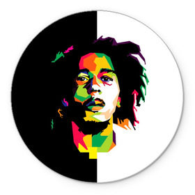 Коврик круглый с принтом Bob Marley в Новосибирске, резина и полиэстер | круглая форма, изображение наносится на всю лицевую часть | боб марли | поп арт