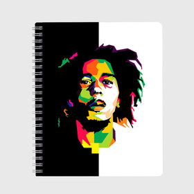 Тетрадь с принтом Bob Marley в Новосибирске, 100% бумага | 48 листов, плотность листов — 60 г/м2, плотность картонной обложки — 250 г/м2. Листы скреплены сбоку удобной пружинной спиралью. Уголки страниц и обложки скругленные. Цвет линий — светло-серый
 | боб марли | поп арт