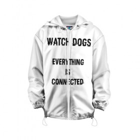 Детская куртка 3D с принтом Watch Dogs в Новосибирске, 100% полиэстер | застежка — молния, подол и капюшон оформлены резинкой с фиксаторами, по бокам — два кармана без застежек, один потайной карман на груди, плотность верхнего слоя — 90 г/м2; плотность флисового подклада — 260 г/м2 | 