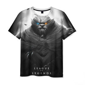 Мужская футболка 3D с принтом Rengar LoL в Новосибирске, 100% полиэфир | прямой крой, круглый вырез горловины, длина до линии бедер | league of legends | lol | rengar | лига легенд | лол | ренгар | тигр