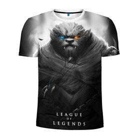 Мужская футболка 3D спортивная с принтом Rengar LoL в Новосибирске, 100% полиэстер с улучшенными характеристиками | приталенный силуэт, круглая горловина, широкие плечи, сужается к линии бедра | league of legends | lol | rengar | лига легенд | лол | ренгар | тигр