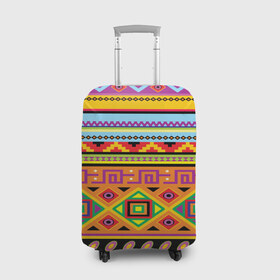 Чехол для чемодана 3D с принтом Этнический орнамент в Новосибирске, 86% полиэфир, 14% спандекс | двустороннее нанесение принта, прорези для ручек и колес | пестрый | разноцветный | яркий