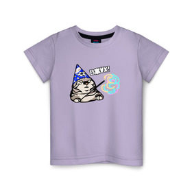 Детская футболка хлопок с принтом Кот Вжух в Новосибирске, 100% хлопок | круглый вырез горловины, полуприлегающий силуэт, длина до линии бедер | вжух | вжух кот мем | вжух мем | волшебник вжух | кот | кот вжух | кот волшебник. | кот с волшебной палочкой | кот с палочкой | котэ | кошка