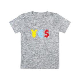 Детская футболка хлопок с принтом YES! йена, доллар, евро в Новосибирске, 100% хлопок | круглый вырез горловины, полуприлегающий силуэт, длина до линии бедер | америка | бакс | валюта | доллар | евро | европа | сша | штаты | япония