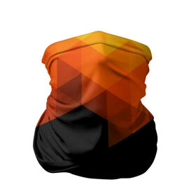 Бандана-труба 3D с принтом Trianse в Новосибирске, 100% полиэстер, ткань с особыми свойствами — Activecool | плотность 150‒180 г/м2; хорошо тянется, но сохраняет форму | Тематика изображения на принте: оранжевый | полигон | треугольники | черный